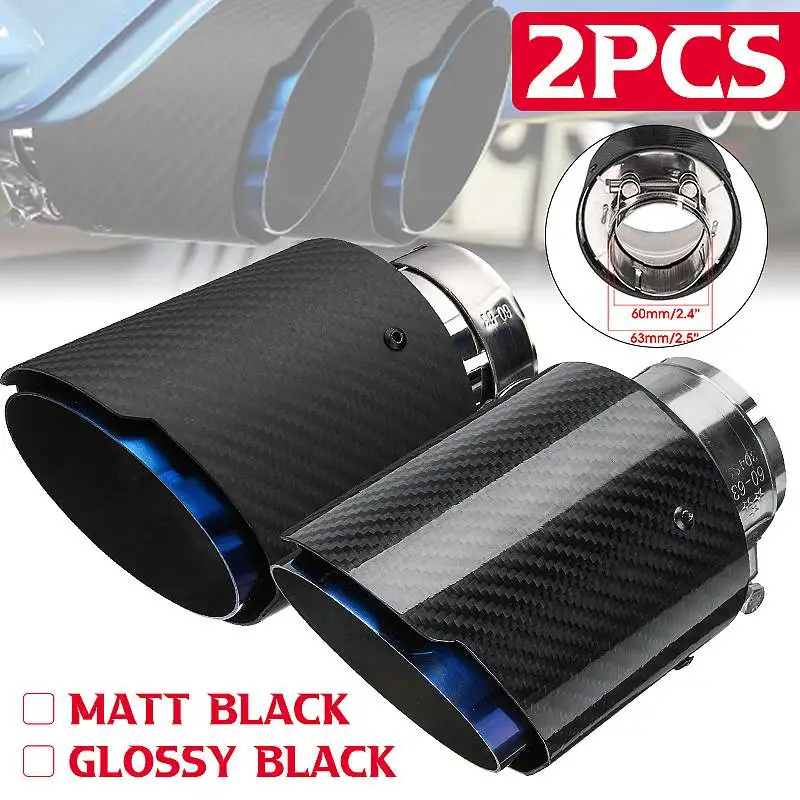 

63mm-101mm Universal Carbon Fiber Car Muffler Exhaust Pipe Exhaust Tip Tail Tube Glossy Matte For Audi/Benz/BMW