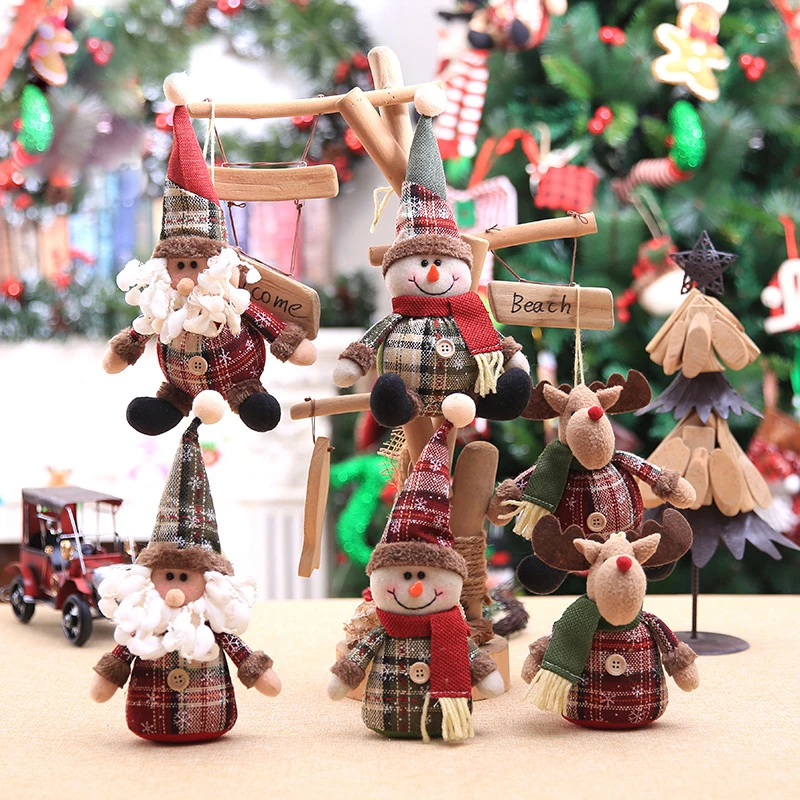 

New Cute Santa Snowman Elk Shaped Doll Christmas Decoration Kids Gift Merry Christmas Tree Hanging Ornament New Year Home Decor