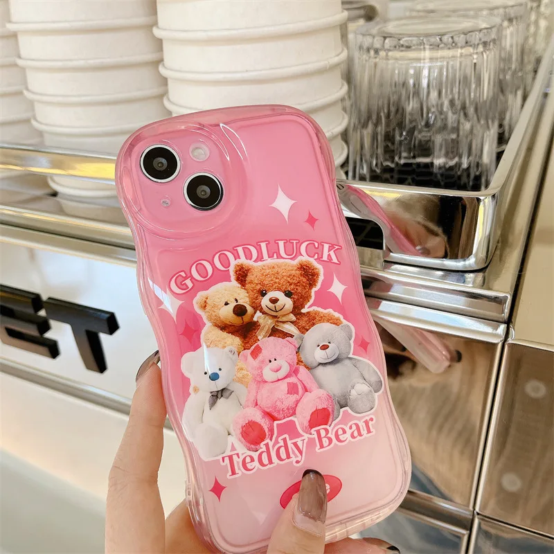 

Lovely Pink Teddy Bear Phone Case Cover for IPhone 14 Plus 11 12 13 14 Pro Shockproof Cases for IPhone 14 Pro Max Case for 14