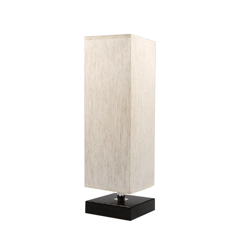 

1 PCS Minimalist Bedside Lamp Solid Wood Bedside Lamp With Square Fabric 110V US Plug