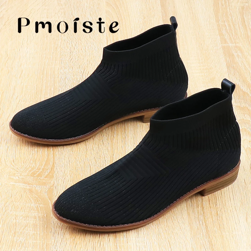 Женские ботинки Сезон осень-зима Обувь без шнуровки с вязаными носками