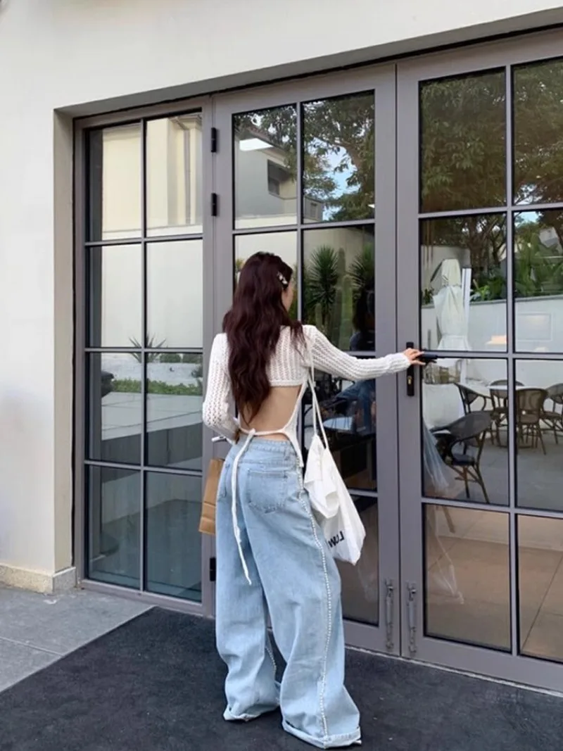 Ажурный свитер с круглым вырезом женская летняя новая Асимметричная ажурная