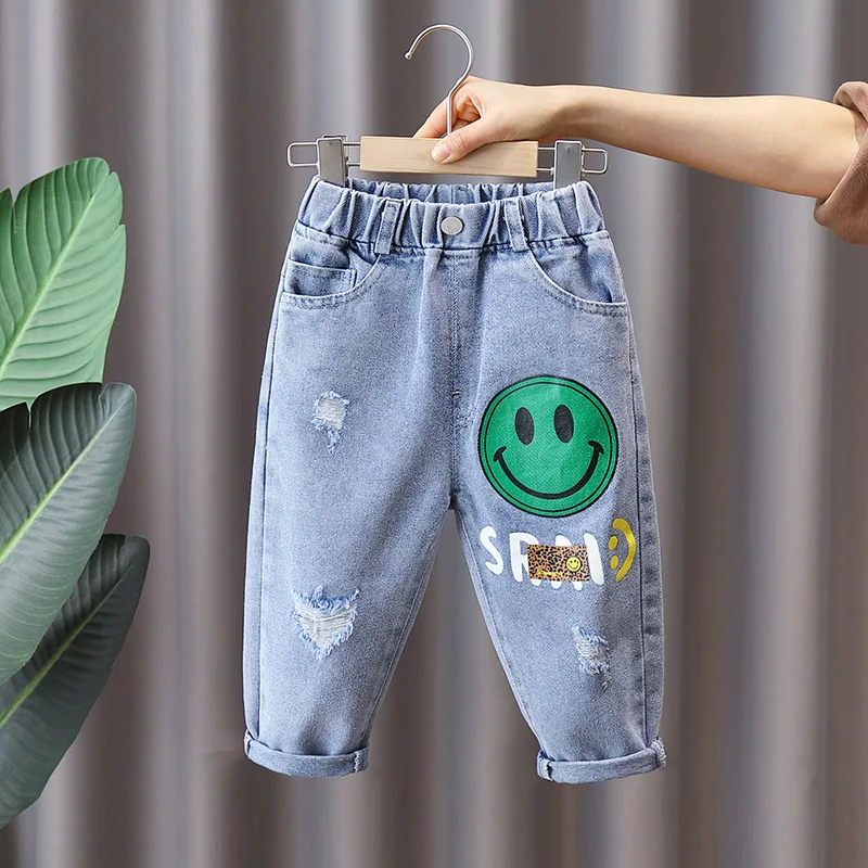 

Демисезонные джинсовые брюки для маленьких мальчиков, модные однотонные детские джинсы, Свободные повседневные джинсы для мальчиков, детс...