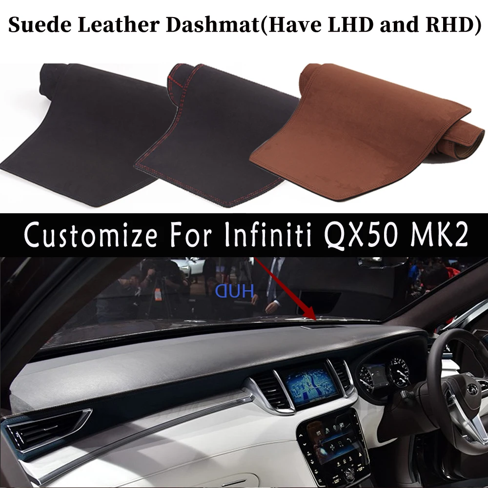 

Accessories Suede Leather Dashmat Dashboard Cover Pad Dash Mat Carpet Car-styling For Infiniti QX50 MK2 2018 2019 2020 2021 RHD