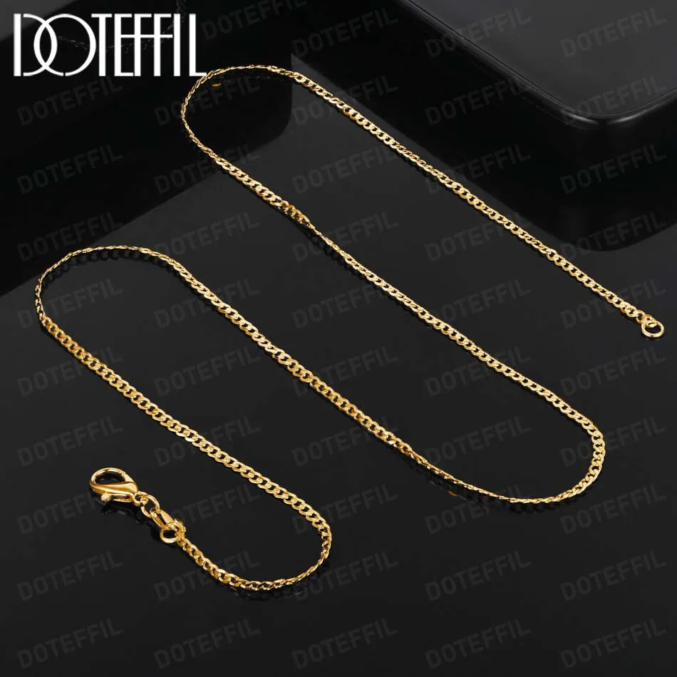 Ожерелье DOTEFFIL для женщин и мужчин ювелирное изделие из 18-каратного золота 2 мм