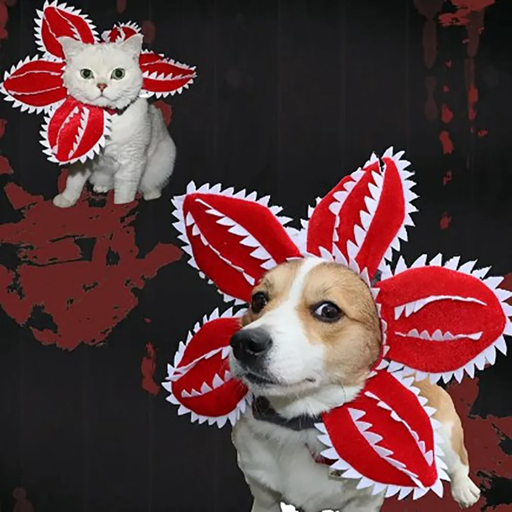 

Funny Pet Hat Print Small Cat Cannibal Flower Hat Halloween Small Cute Chihuahua Headgear Photography Props For Small Dog Cat