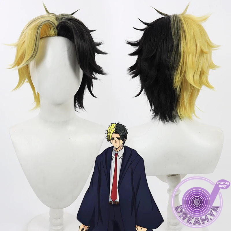 Парик для косплея Эймс термостойкий синтетический черный и желтый ролевых игр с