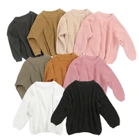 honeycherry new pullover knitted pure color girls sweater
