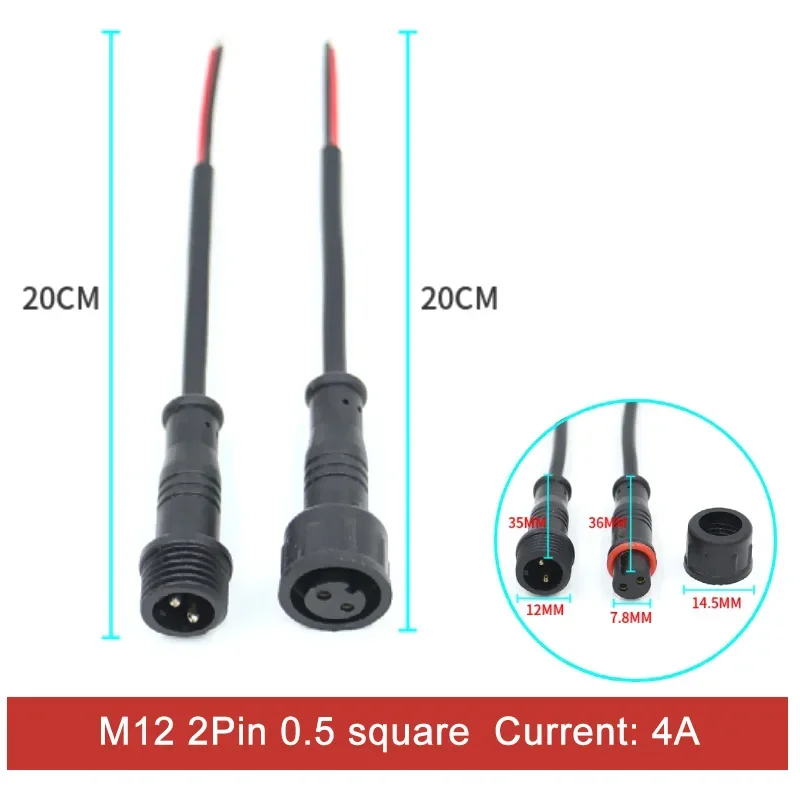 

2Pin M14 Мужской Женский Док-станция 5521DC Мини-вилка M8 M10 Солнечная энергия Световая полоса Линия M12 Автомобильный ПВХ Водонепроницаемый разъем