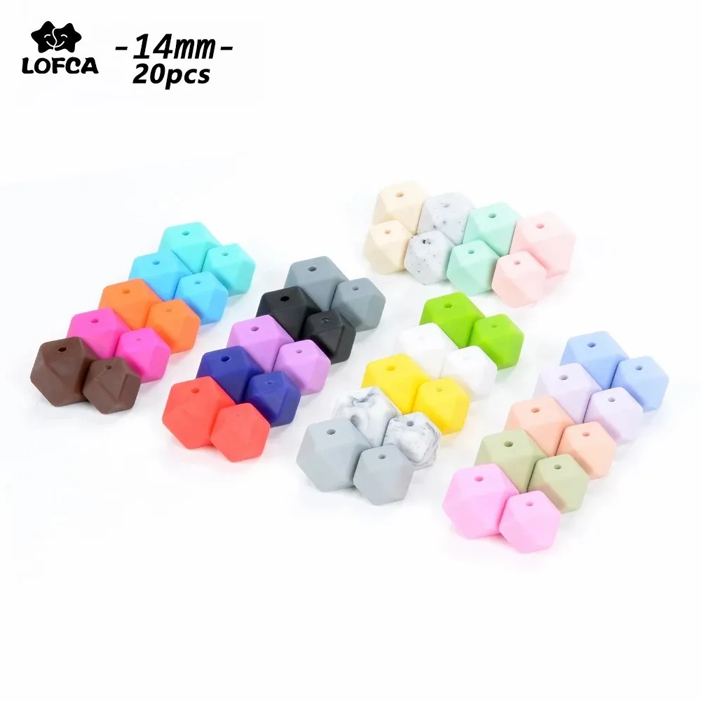 

LOFCA 20PCS Silicone Beads 14mm Hexagon Mini Smaller Beads Teething Necklace Silicone Teething Beads For Baby Teether BPA Beads
