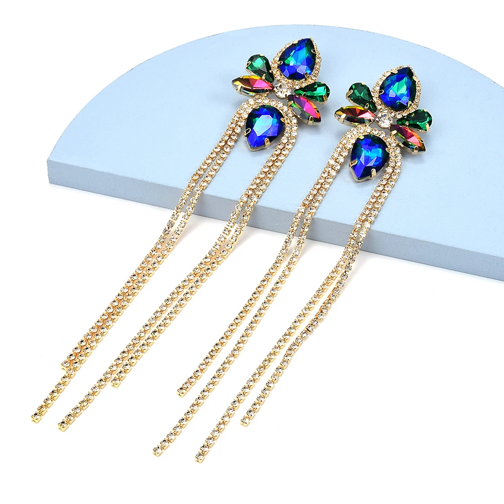 

Новый дизайн, длинные серьги-подвески для женщин, украшения, висячие серьги с кристаллами, свадебные украшения, подарки