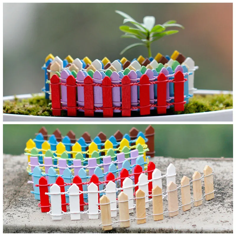 

10pcs Mini Wooden Fence Micro Landscape Decoration Artificial Fence Home Garden Christmas DIY Ornament Miniatures Fencing Crafts