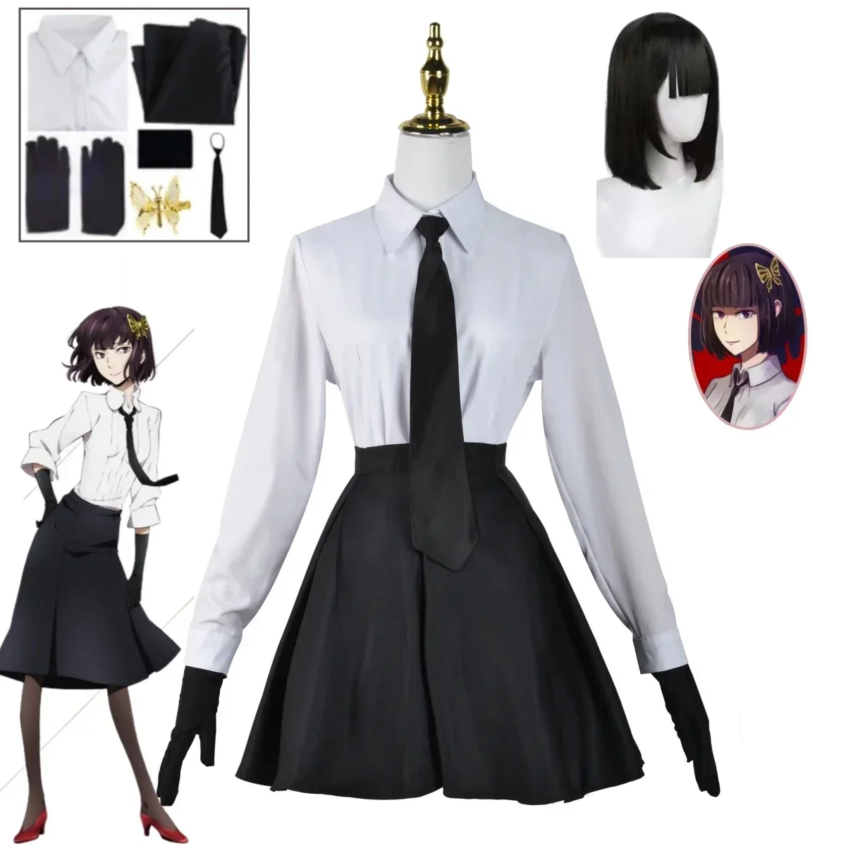 Аниме Bungo Stray Dogs Akiko Yosano Kostum Косплэй рубашка костюм короткая юбка комплект