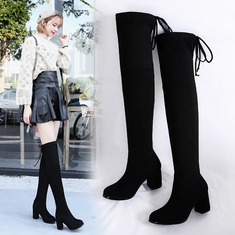 Women High Thick Platform Ankle Heel Over-the-knee 2022 New Listing Autumn and Winter Fleece High-heel Over The Knee Boots