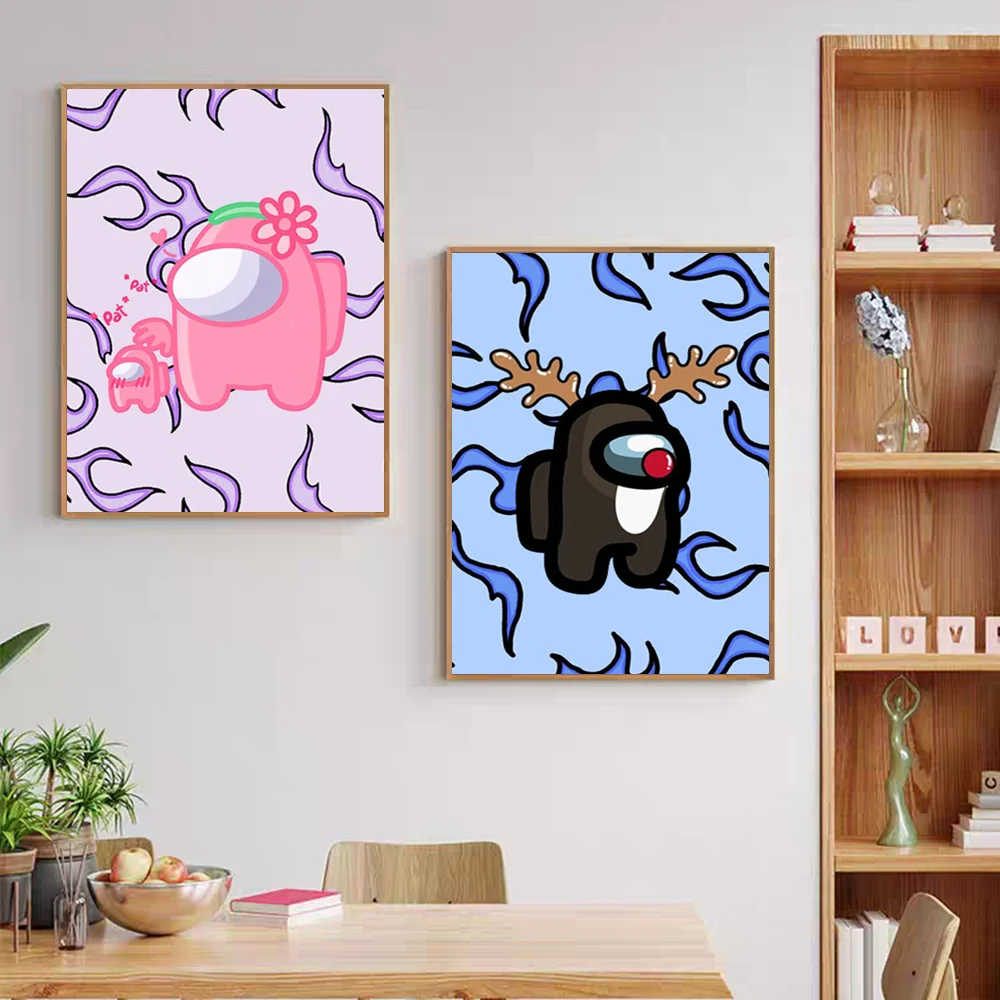 A-Among-Uss-flame Good Quality Prints And Posters Waterproof Paper Sticker Coffee House Bar Wall Stickers