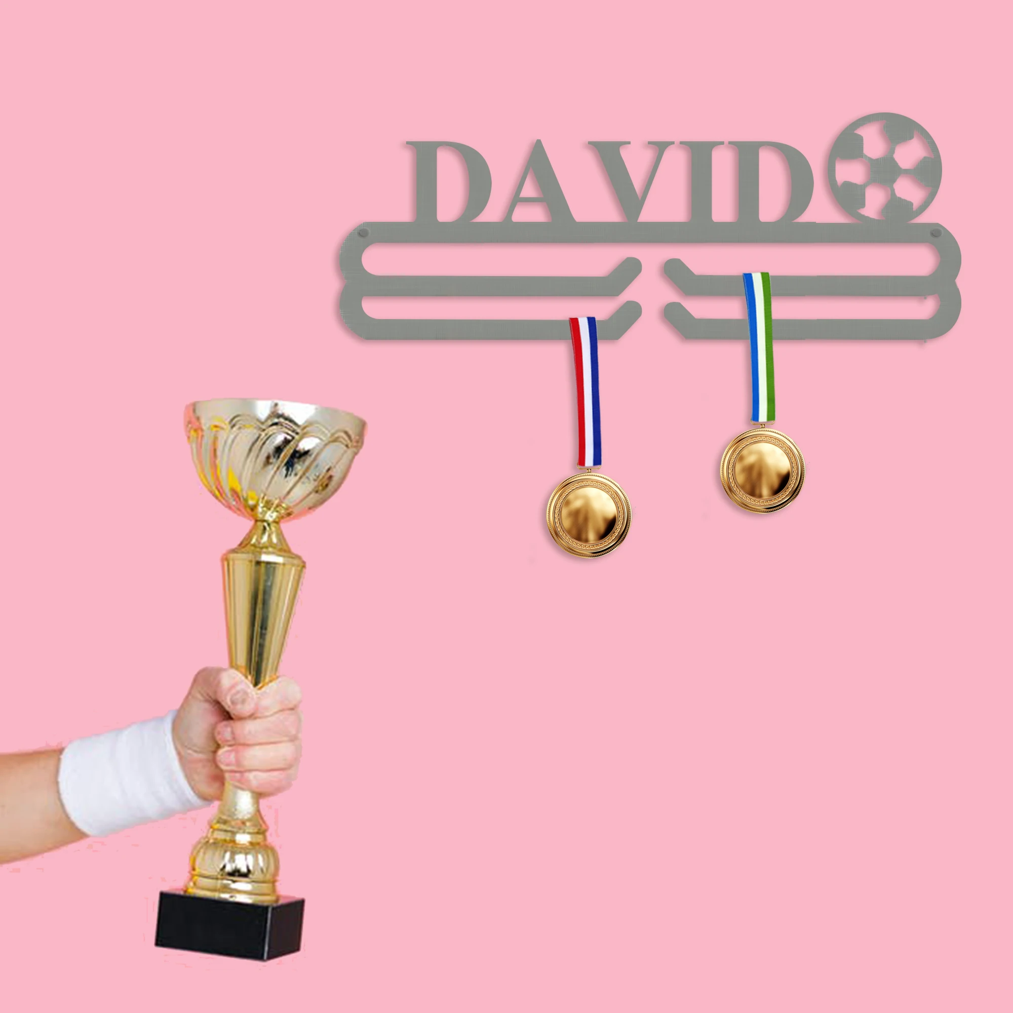 Customizable Text Sports Medal Wall Mount Triathlon Challenge Office Hanger Hanger Hook Layered Standing Medal Decoration
