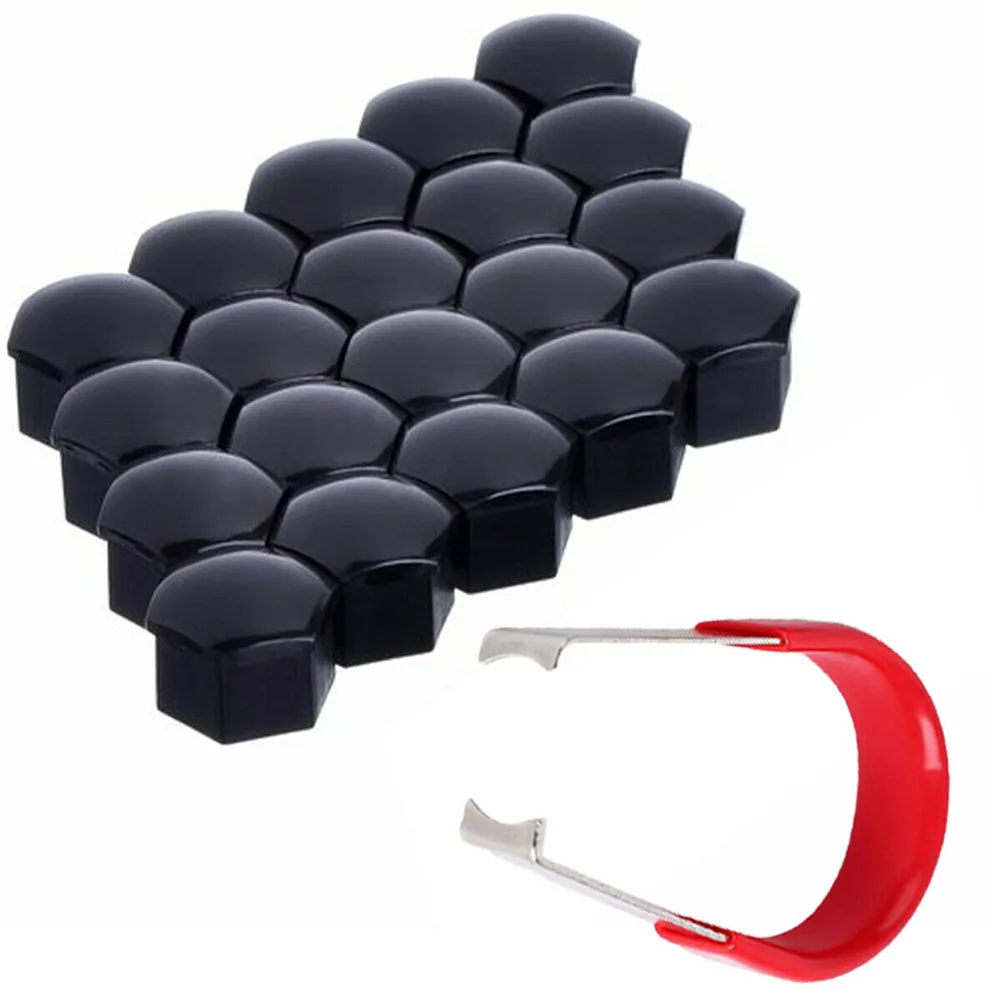 

ALLOY NUT BOLT Accessories Wheel Black CAP COVERS Gloss HEX UNIVERSAL 21MM