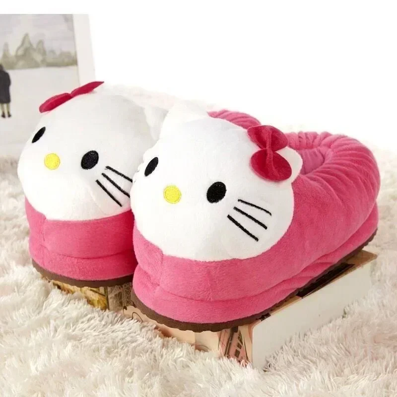 Хлопковые тапочки Sanrio Hellos Kitty зимние мягкие Флисовые Тапочки розового красного