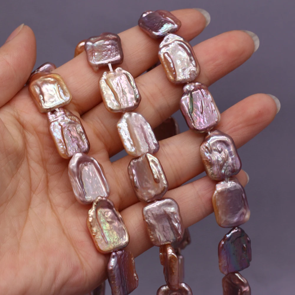 

Natural Pearl Purple Irregular Square Bead14x17mmFor Jewelry MakingDIY Necklace Bracelet Accessories Charm Wedding Gift Deco38CM