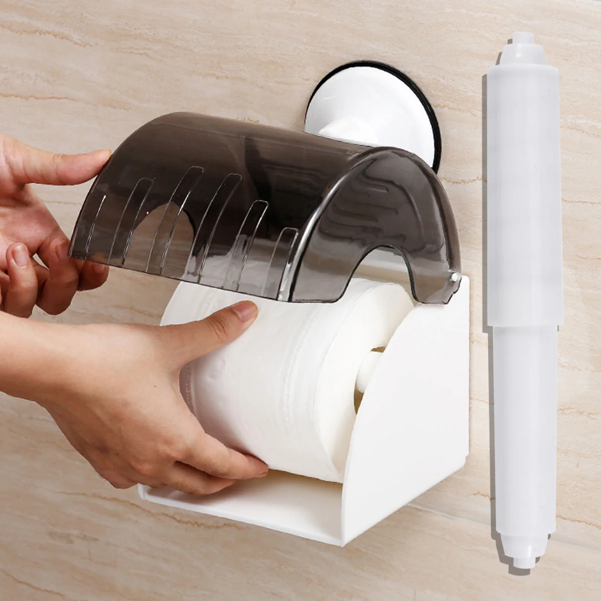 

Paper Toilet Roller Holder Replacement Rod Toiler White Roll Plastic Eating Extender Cabinet Spring Universal Gray Free Holders