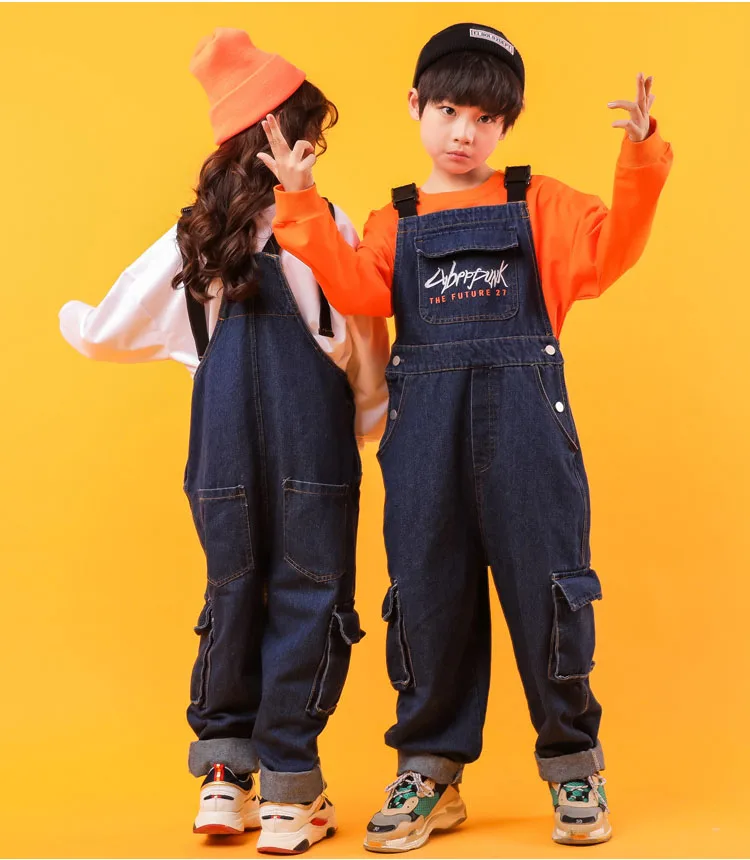 

Kids Jazz Hip Hop Dance Clothes For Girls Boys Frock Sweatshirt Tops Bib Pants Ballroom Dancing Costumes Overall Wear Outfits