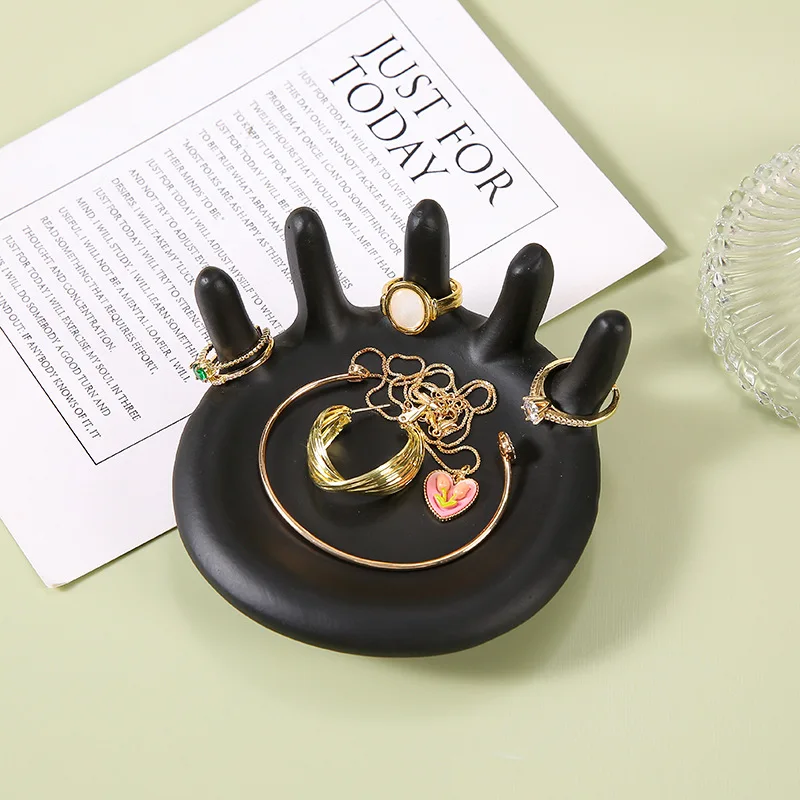 

Классическая резиновая забавная пластина в форме ладони, тарелка для ювелирных изделий, настольное украшение для хранения ювелирных изделий, кольцо для хранения косметики, штанги