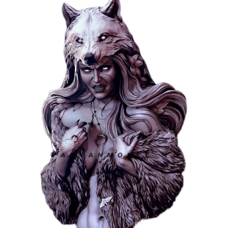 

1/10 Wolf Banshee Bust Resin Figure Ancient Female Soldier A-666