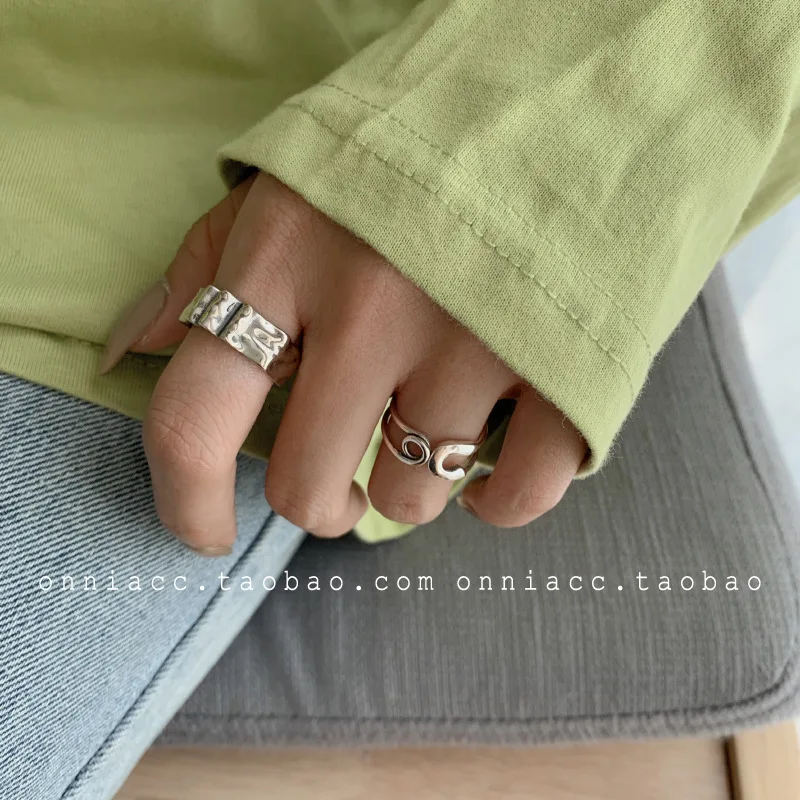 

925 Sterling Silver Fashion Twisted Versatile Retro Simple Women's Ring Jewelry Wedding Birthday Gift