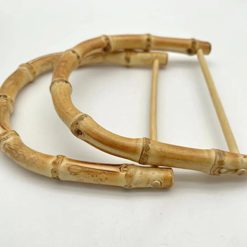

2PCS High Quality Semi-circle Bamboo Bag Handle For Handbag Handcrafted DIY Rattan Handles Purse Bags Accessories