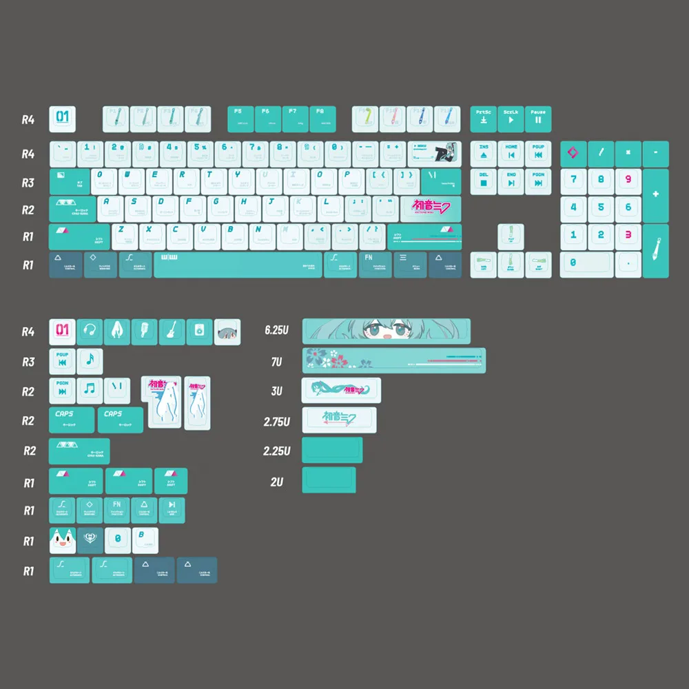 Набор клавишных колпачков Sixteenth Note профиль KCA 142 клавиши PBT 5-сторонние