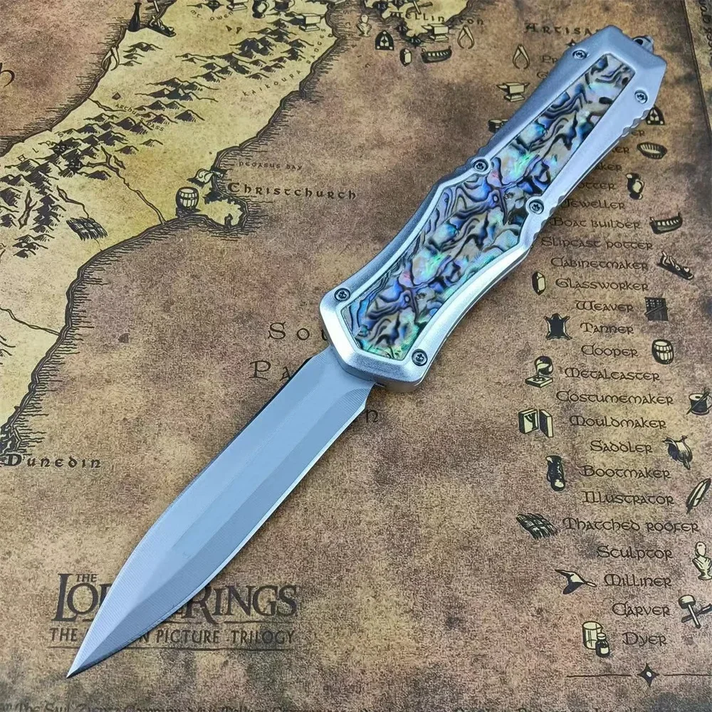 Тактический Уличный Нож 440C Лезвие Из Цинкового Сплава Инкрустированная Ручкой