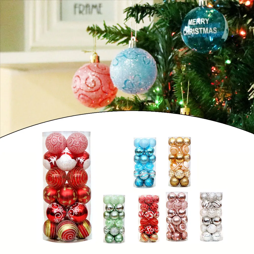 

24pcs/Set 6cm Christmas Balls Xmas Tree Plastic Hanging Pendants Home Party Wedding New Year Gift Decoration