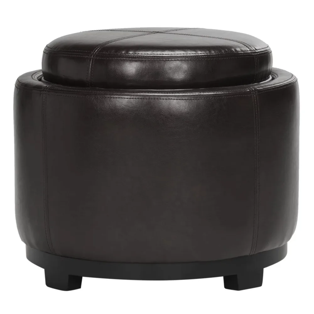 

Safavieh Chelsea Round Storage Ottoman, Brown