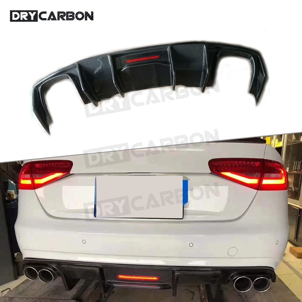 

Carbon Fiber Rear Lip Diffuser With Lamp For Audi A4 S4 B8.5 B9 2013-2019 No For A4 Standard FRP Bumper Protector Rear Diffuser