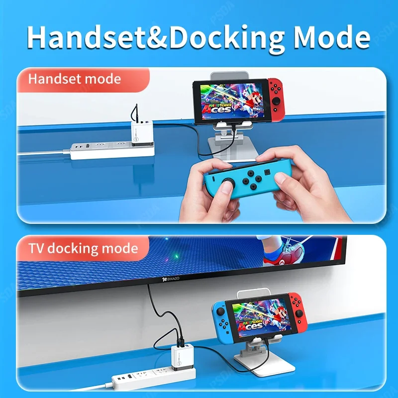 PSDA 3D UV Switch Dock 65W GaN USB C charger Power 4K HD-compatible Portable Docking station for Nintendo Switch Laptop iPad