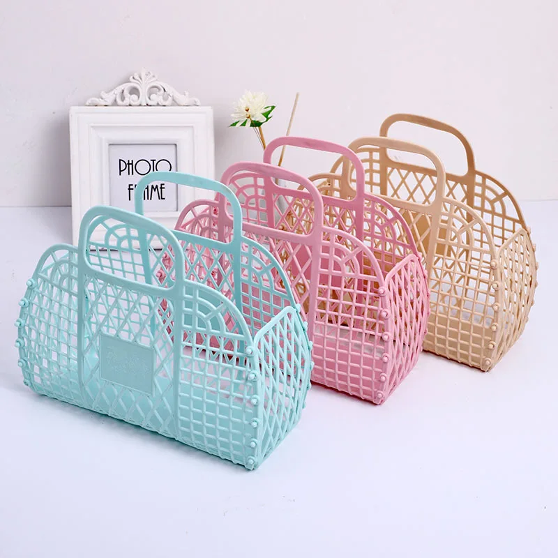 

Small Retro Bathroom Storage Basket Original Classic Jelly Purse Plastic Bag Summer Easter Basket Party Favor Ideal Gift