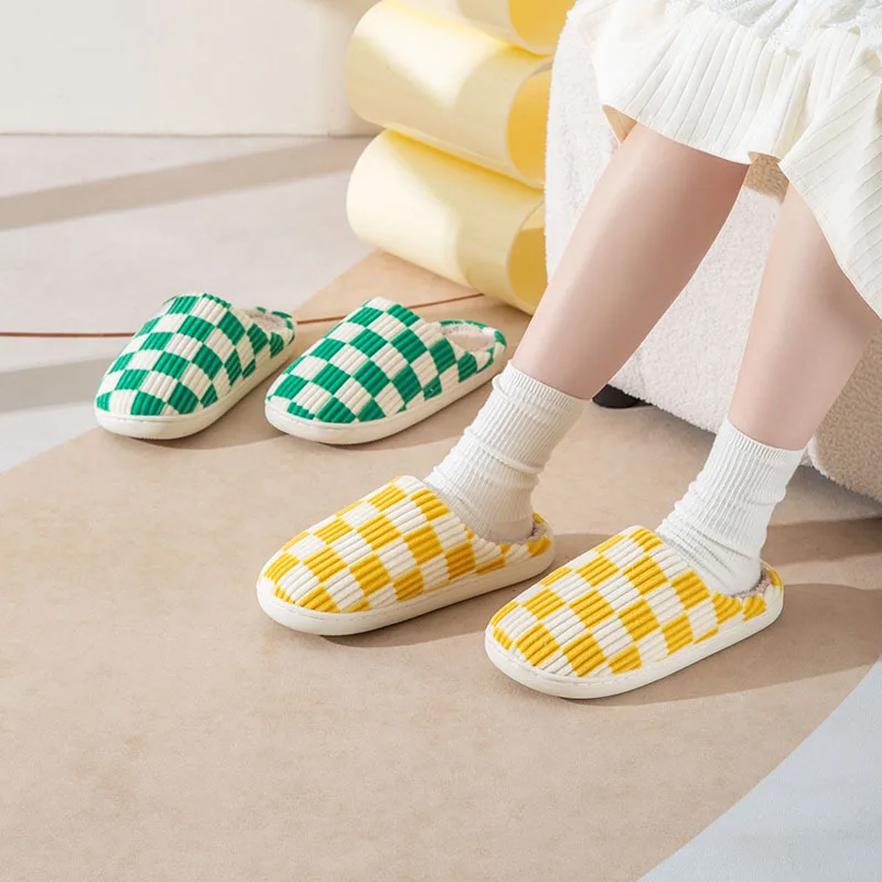 Winter Women Home Slippers Warm Shoes Slip-on Flats Female Slides Soft Plush Cotton Cozy House Bedroom Non-Slip Furry Slippers