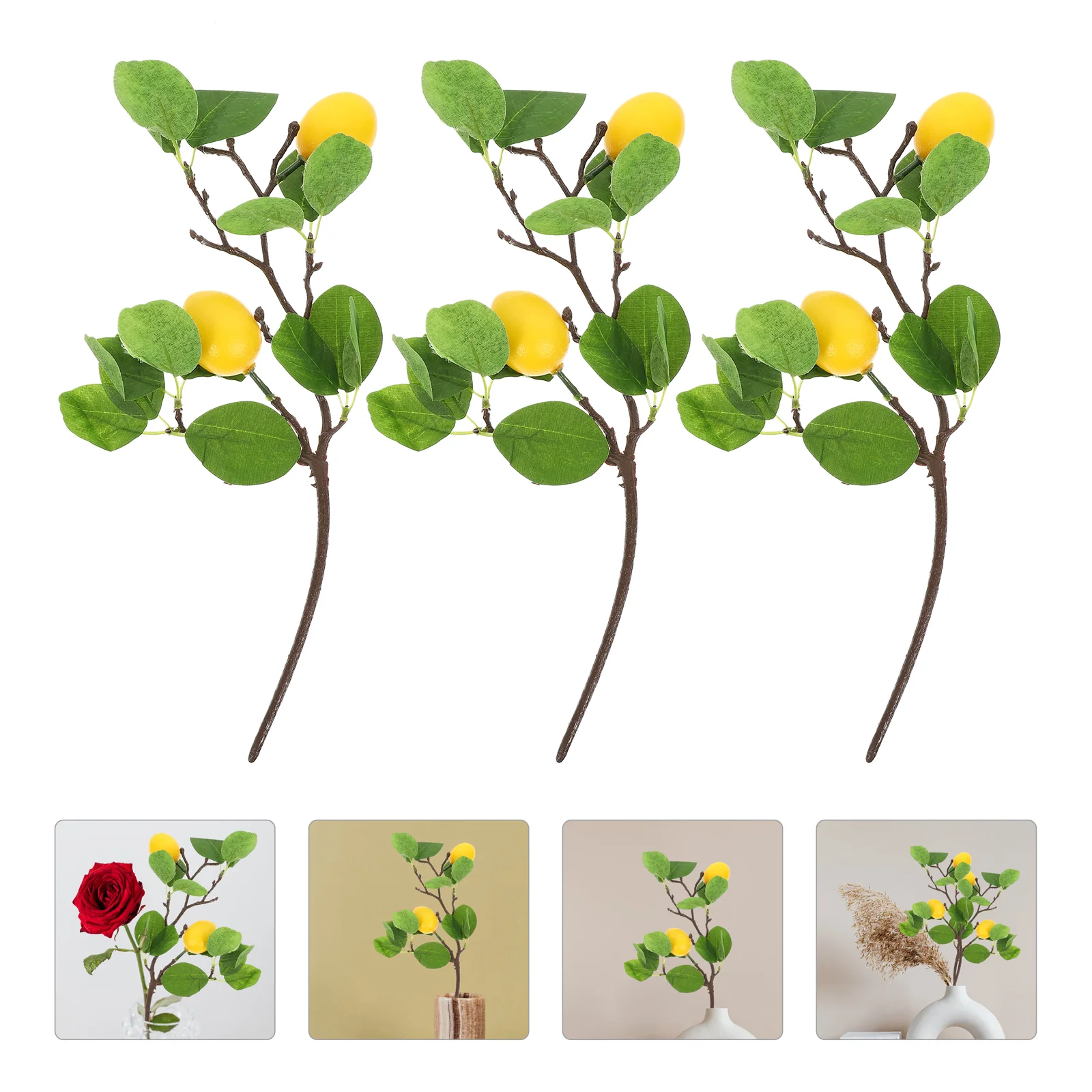 

3 Pcs Decor Table Artificial Lemon Branch Vase DIY Adornment Fruit Flower Arrangement Cutting