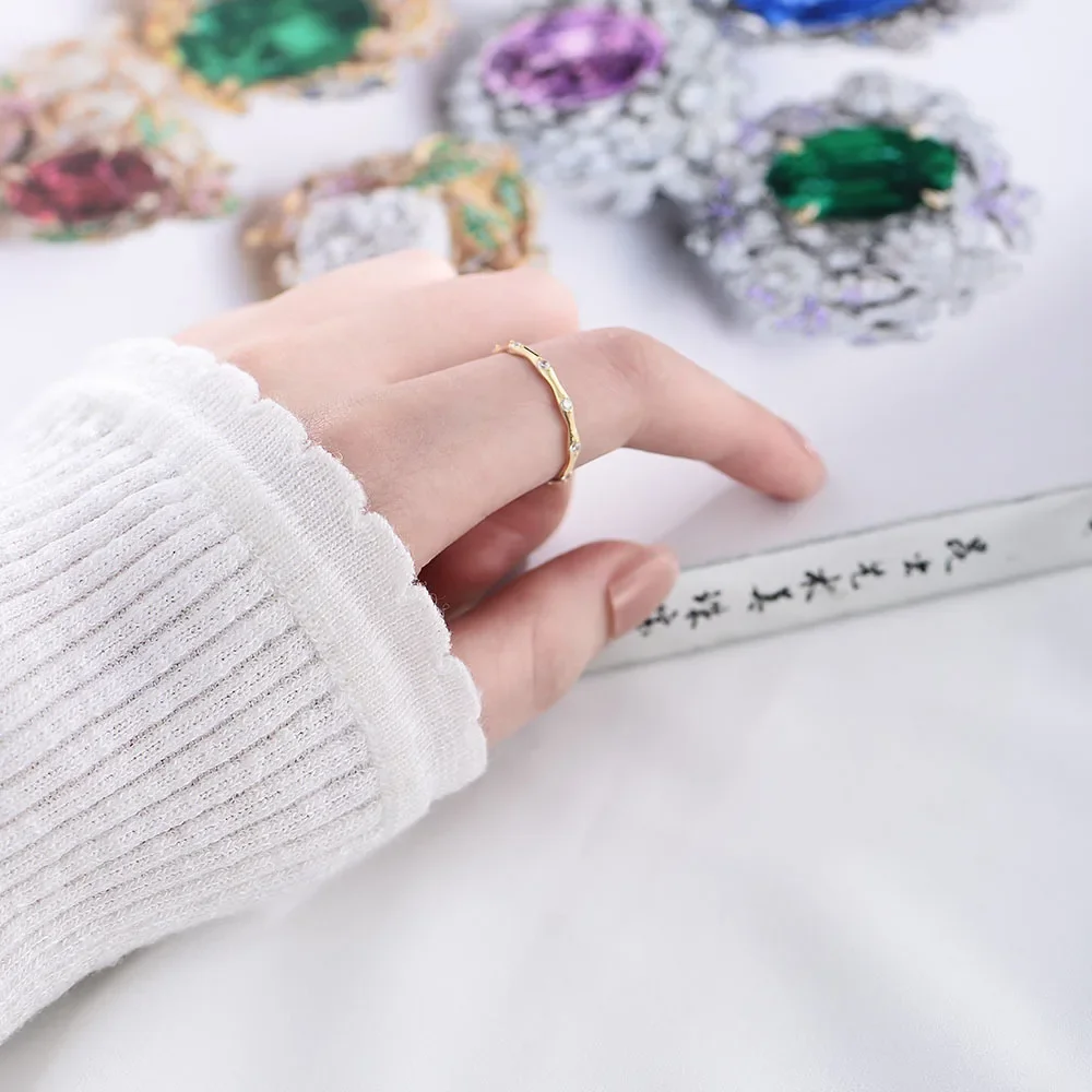 Женское кольцо из серебра 100% пробы с бамбуком