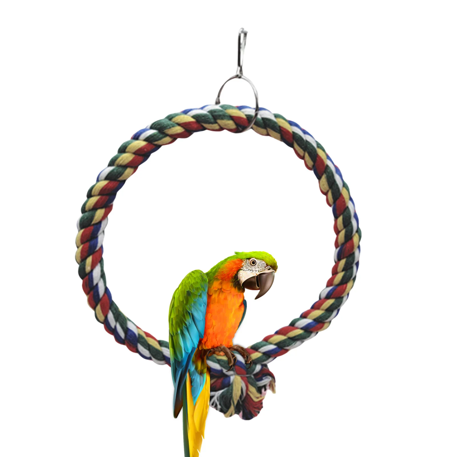 

Bird Cage Toys Cotton Rope Swing Colorful Cotton Round Swing Bird Bite Toys Accessories Bird Swing Birds Parrots Toys Birdcage