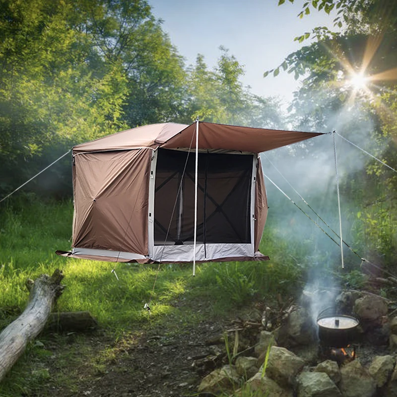 

New Double Layer Thicken Canvas Hexagon Roof Top Outdoor Camping Tent