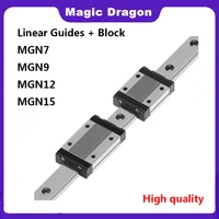 mgn7 mgn12 mgn15 mgn9 l from 100mm to 800mm miniature linear rail slide 1pcs mgn linear guide mgn black carriage 3d printer part