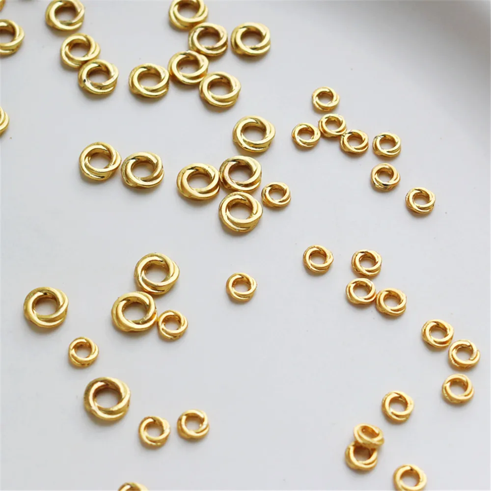 

18K Gold Filled Plated Accessories Twist ring twist ring spacer gasket 4MM beads 6MM large hole ancient DIY accessories