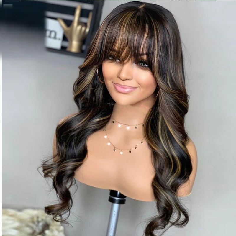 

22inch 260% Density Silk Base Lace Front Wigs Highlight Color Baby Hair Brazilian Silk Top Lace Human Hair Wigs Natural Hairline
