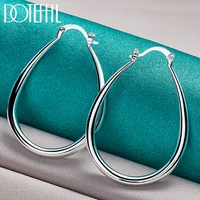 doteffil 925 sterling silver smooth circle 41mm hoop earrings for women lady gift fashion charm high quality wedding jewelry