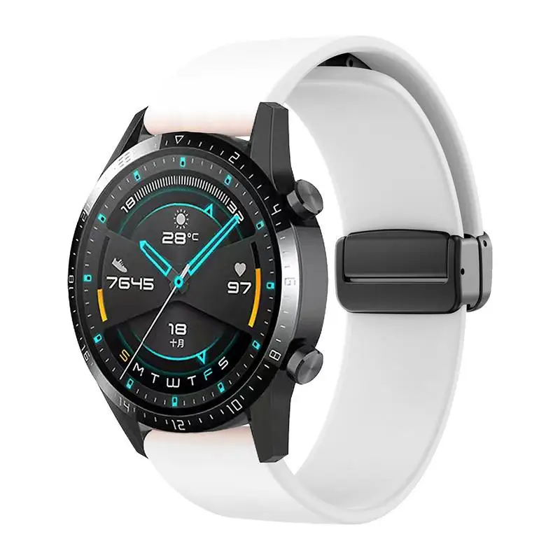 

Ремешок для часов складной, силиконовый удобный мягкий резиновый браслет с магнитной застежкой, 22 мм, для смарт-часов