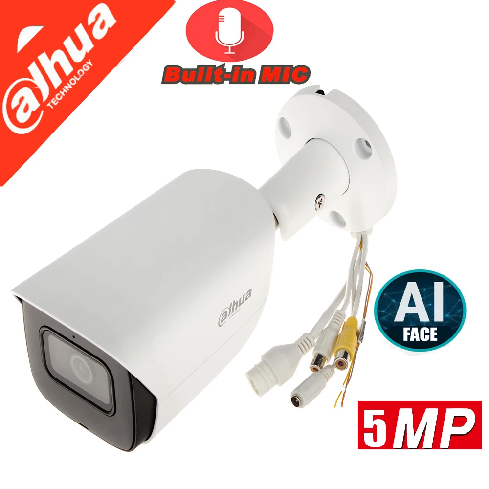 

Оригинальная IP-камера Dahua, камера с искусственным интеллектом, 5 МП, стандартная цилиндрическая сетевая камера наблюдения с фиксированным ф...