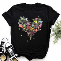 fashion woman blouses 2022 love heart printed t shirt graphic tee cotton summer top vintage short sleeve o neck tshirt aesthetic