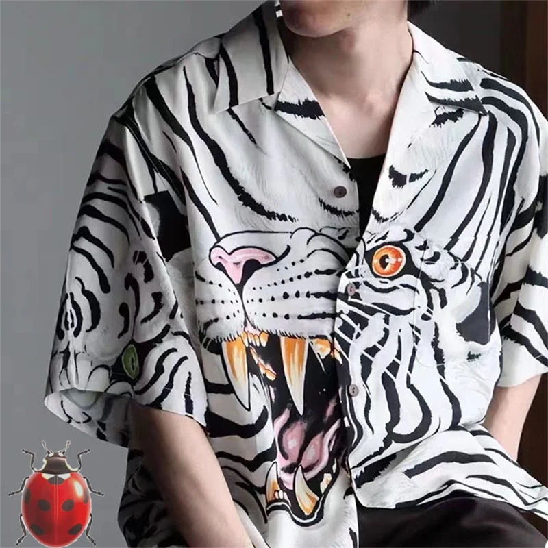Tiger Head Roar Print WACKO MARIA Hawaii Men Women Shirt