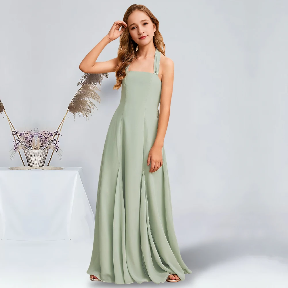 Элегантное ТРАПЕЦИЕВИДНОЕ шифоновое платье в пол для подростков и подружек